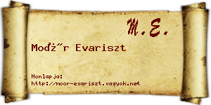 Moór Evariszt névjegykártya
